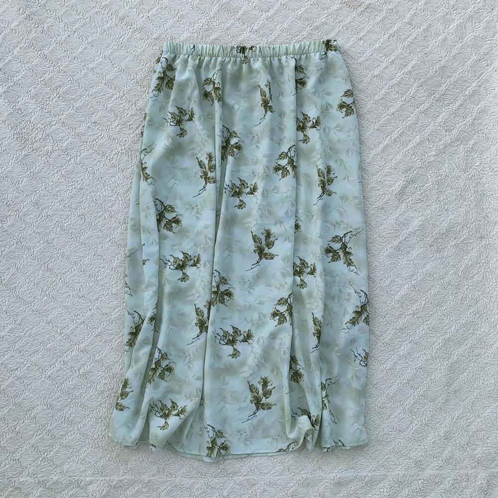 90s Sage Green Midi Skirt